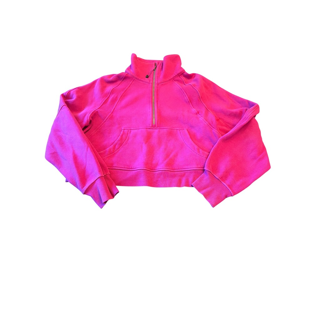 Lululemon Pullover Pink Scuba Oversized Half-Zip Funnel Neck Cropped Fleece M/L